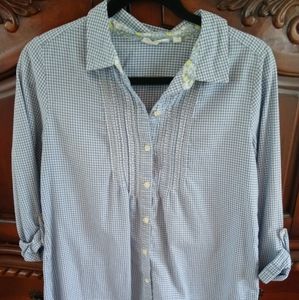 Petite J Jill Blue Checked Button Down